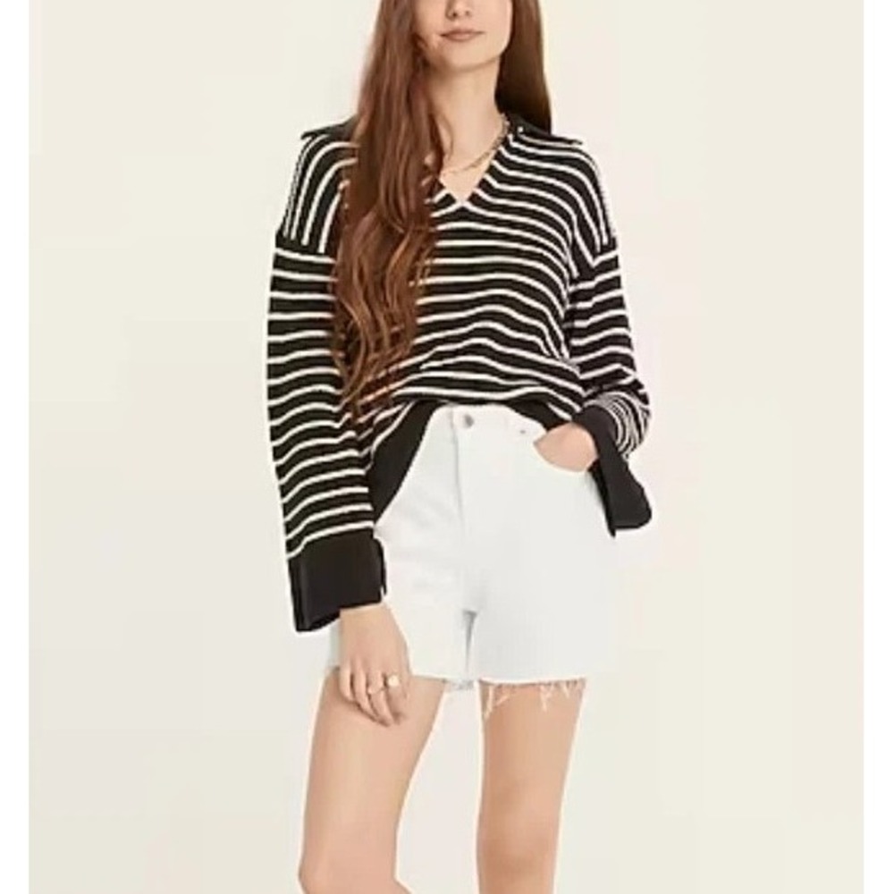 J.Crew High-Rise Denim Shorts White Raw Hem Size 31 Stretch Cutoff